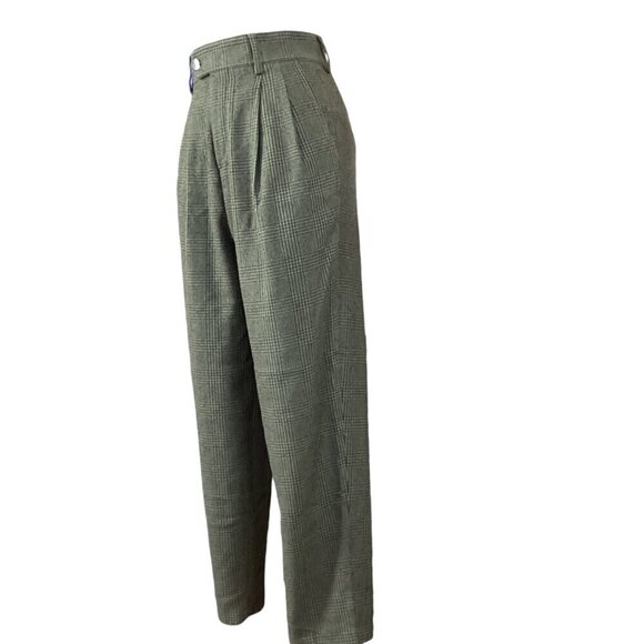 ASOS Design Pleated Trouser Pants Olive Green & Black Glen Plaid 28x30 #314F - Picture 4 of 9